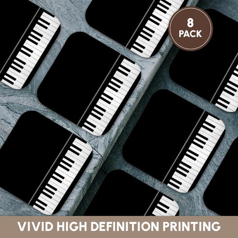3dRose Black Piano Edge - Baby Grand Keyboard Music Design for Pianist Musical Player and Musician Gifts - Soft Coasters, Set of 8 (CST_112947_2)...