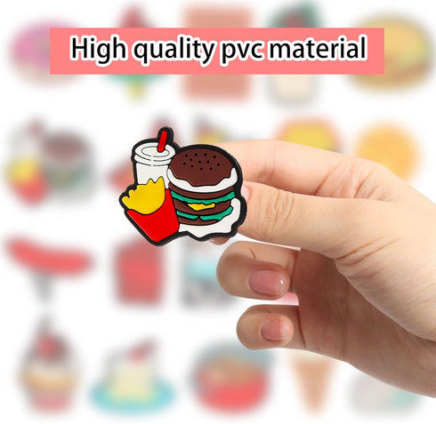 Food Themed Shoe Decoration Charms, 20Pcs Hamburg Pizza Dessert Charms for Shoe Wristband Decoration, PVC Shoe Charm Accessories for Party Favor H...