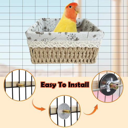 Bird Nest Bed for Cage, Small Medium Bird Cage Accessories for Parakeets Conure, Budgie, Parrot, Cockatiel, Lovebird, Canary, Finch (S,7.1''*4.7''...