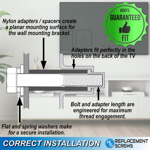 ReplacementScrews Wall Mount Screws Compatible with Samsung UN65KS8000 (UN65KS8000FXZA)...