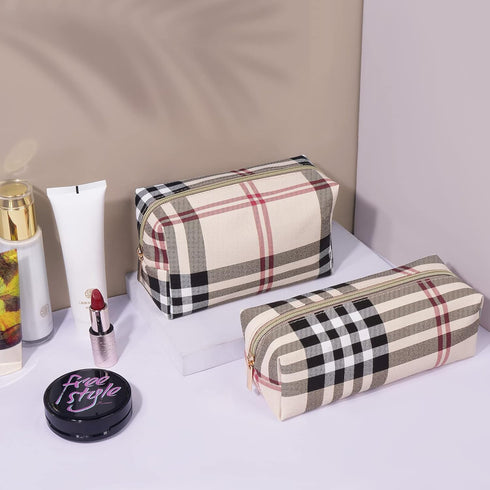 MAANGE Small Makeup Bag for Purse, 2 PCS Cosmetic Bag for Women Travel Makeup Pouch Leather Make up Bag Portable Zipper Pouch Makeup Brushes Bag -...