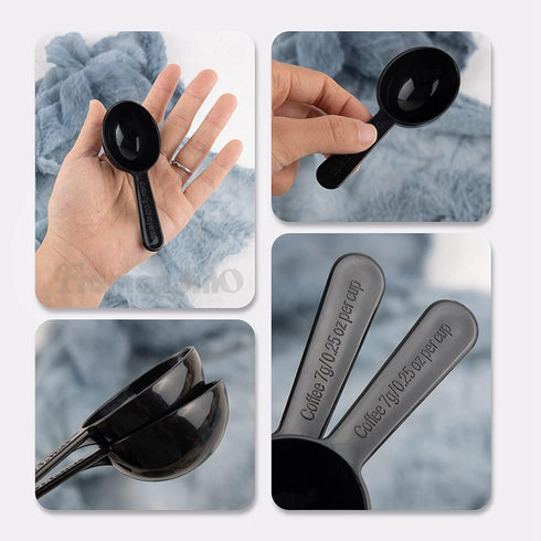 Framendino, 10 Pack Plastic Coffee Measuring Spoons Short Handle Scoops for Tea Sugar Cereal Milk Powder Spices Black 7g...