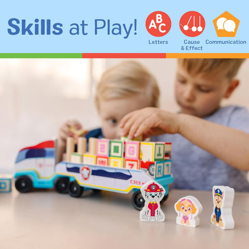 Melissa & Doug PAW Patrol Wooden ABC Block Truck (33 Pieces) - Sort And Stack Toys, Alphabet Blocks For Toddlers, Vehicle Toys For Kids Ages 3+, 3...