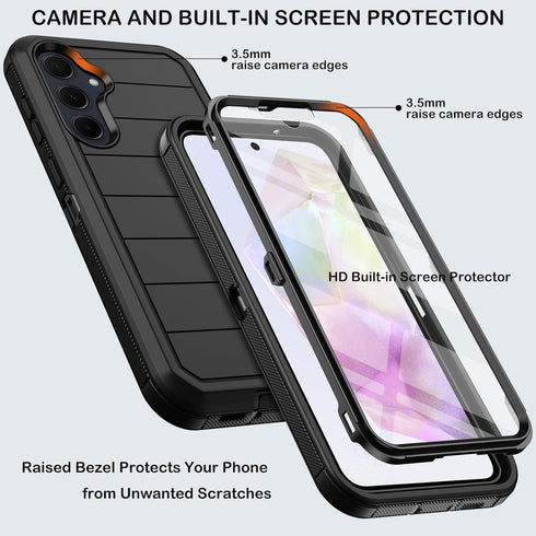 for Samsung Galaxy A35 5G Case with Belt Clip Holster,Built-in Screen Protector,Heavy Duty Shockproof Drop Protection Military Grade Durable Phone...