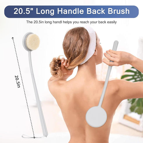 Exfoliating Back Scrubber for Shower with Handle, Back Bath Brush for Shower with Long Handle for Men and Women, Back Washer for Shower - Exfoliat...