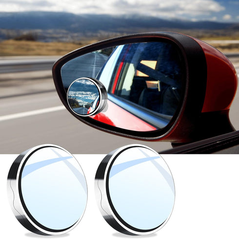 2024 New Upgrade Blind Spot Mirrors, Round 360°Convex Car Mirror Rear View with Border, Silver Wide Angle Side Mirror Car Exterior Accessories for...