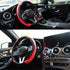 Xizopucy Black and Red Steering Wheel Cover Microfiber Leather Sporty Car Accessories for Men and Women,Breathable Non-Slip Universal Fit 14 1/2-1...