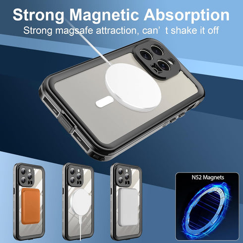 Mangix for iPhone 15 Pro Max Case,Waterproof with Built-in Screen Protector Military Grade Drop Tested Rugged Shockproof for Apple iPhone 15 Pro M...