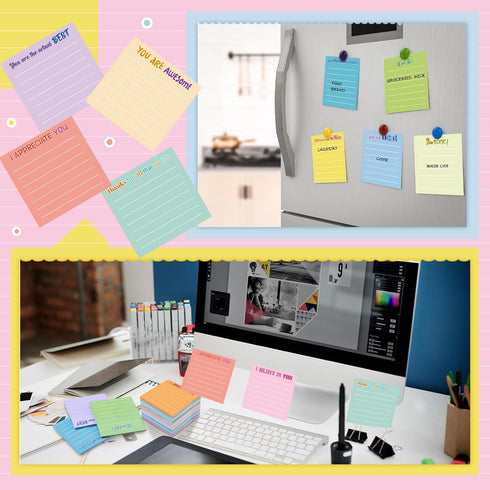 Yinder 24 Pcs Inspirational Sticky Notes with Lines Cute Motivational Sticky Note Pad Appreciation Sticky Notes Gifts for Coworkers Nurse Office S...
