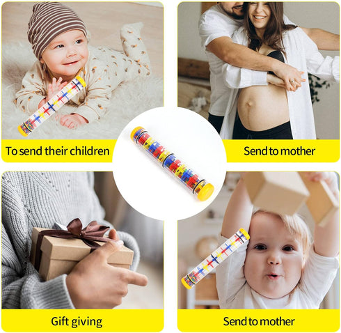 Rainmaker 12 inch Rain stick for babies Rattle Tube Rain Stick Shaker Music Sensory Auditory Instrument Toy For baby child girl (12 inch Yellow)...