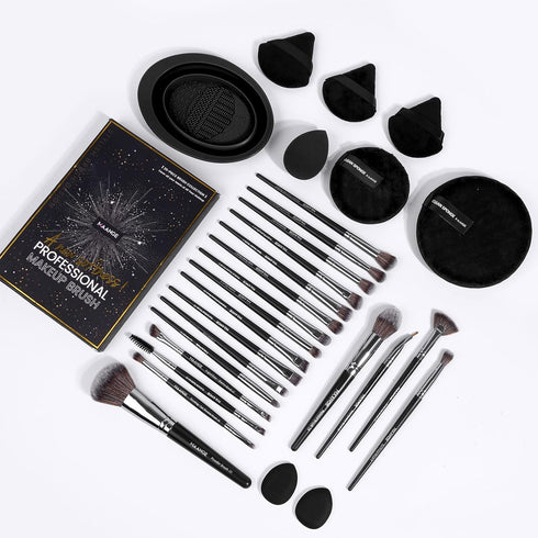 MAANGE Makeup Brushes 29 Pcs Makeup Kit, Premium Synthetic Foundation Powder Concealers Eye shadows Blush Brush Make up Brushes Set (Black, 29 Pie...