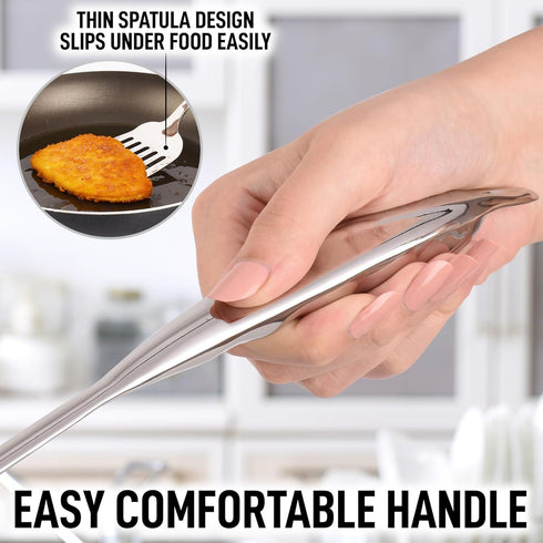 Zulay Kitchen Stainless Steel Metal Spatula – Lightweight, Strong & Durable Metal Turner – Easy to Use, Comfortable Grip, Heat Resistant & Dishwas...