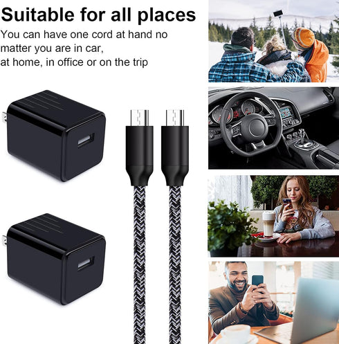 Android Charger, Android Phone Charger Micro USB Charger Cord Fast Charging Cable 6 ft Long with Wall Charger Block Plug for Samsung Galaxy S6 S7 ...