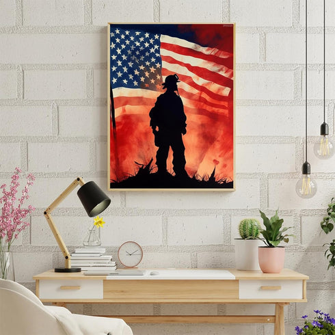 IPISSOI DIY 5D Love Diamond Art Painting Kit for Adults American Flag Firefighters Patriotic Round Full Drill Craft Diamond Art Painting Canvas fo...