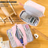 Large Capacity Pencil Case 4 Compartments, Pencil Case with Zipper Portable Handle, Aesthetic Pencil Case Stationery Organizer for Office College ...