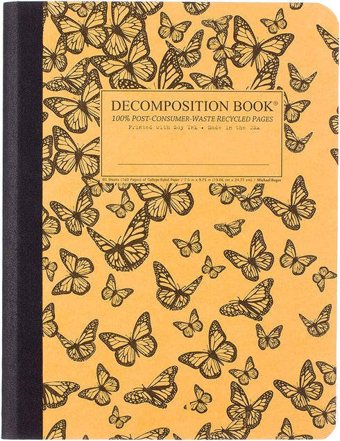 Decomposition Monarch Migration College Ruled Composition Notebook - 9.75 x 7.5 Journal with 160 Lined Pages - Cute Notebooks for School Supplies,...