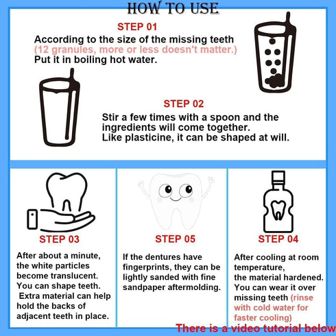 VEZE Tooth Repair Kit-Thermal Fitting Beads Granules and Fake Teeth for Temporary Fixing Missing and Broken Tooth, Moldable Fake Teeth and Thermal...