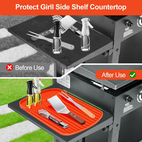 Silicone Griddle Tools Mat for Blackstone,16.9"x 11.8" Spatula Mat with Drip Pad,Heat-Resistant Grill BBQ Caddy Utensils Holder for Kitchen,Cookin...