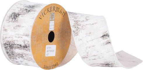 Vickerman 2.5" x 10 Yards Birch Print Wired Edge Christmas Ribbon - Birch Bark Ribbon, Wood Ribbon for Arrangements, Trees, Garlands and Gift Wrap...