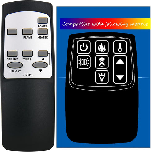Replacement for Twin Star Home Decorators Collection Duraflamee Electric Fireplace Stove Heater Infrared Remote Control 36HF100GRG 36HF100GRG-01 4...