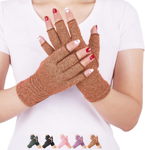 DISUPPO Arthritis Compression Gloves Relieve Pain from Rheumatoid, RSI,Carpal Tunnel, Hand Gloves Fingerless for Computer Typing and Dailywork, Su...