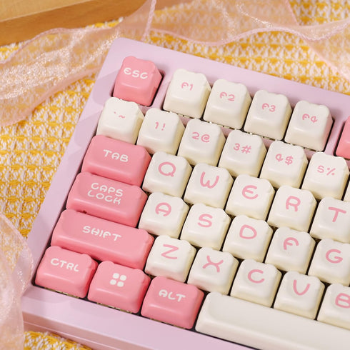 Akko PBT Keycaps Set, Pink Bear OEM Profile 122-Key PBT Keycaps for Mechanical Keyboards...