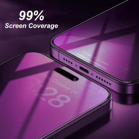 2 PACK Compatible with iPhone 15 Pro Compatible with iPhone 15 Privacy Screen Protector Gradient colorful 25 Degree Anti Spy Tempered Glass Anti B...