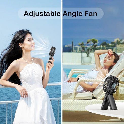 Portable Personal Handheld Rechargeable Fan: Mini Hand Held Fan 4 Speeds Cool Air Wind 6-15Hrs Work Adjustable Operated USB Recharge Battery Quiet...
