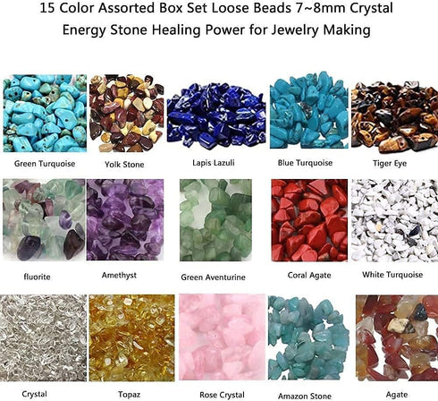 Topwon Gemstone Beads for Jewelry Making Kit 750 Pcs Natural Crystal Irregular Chips Stone Beads DIY Necklace Bracelet Making Gift Set...