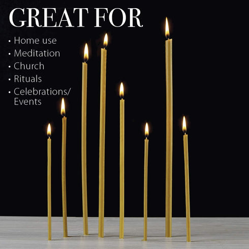 Danilovo Pure Beeswax Candles - Honey-Scented, Decorative Thin Taper Candles - Ideal for Birthday Decoration or Church Prayers - Drip Free, Tall &...
