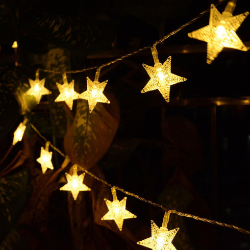 Homeleo Warm White 50 Led Star Fairy Lights with Remote Control, Battery Powered Five-Pointed Star String Lights...