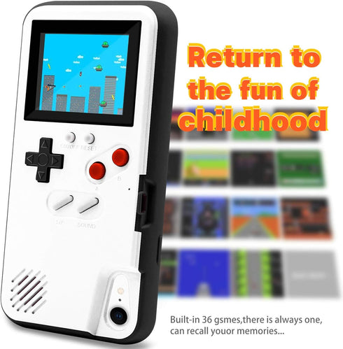 Game Console Case for iPhone,LucBuy Retro Protective Cover Self-powered Case with 36 Small Game,Full Color Display,Shockproof Video Game Case for ...
