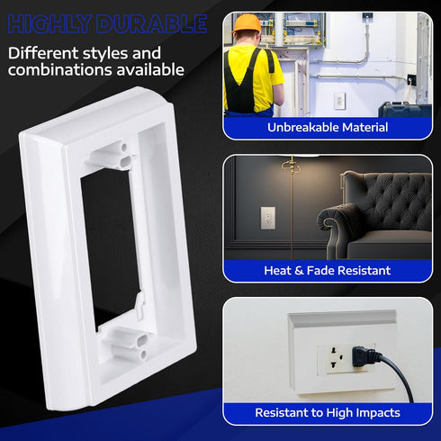 Kanayu 5 Pieces Electrical Box Extender Shallow Surface Box Extender Non Metallic Box Extender, 1 Gang, White...