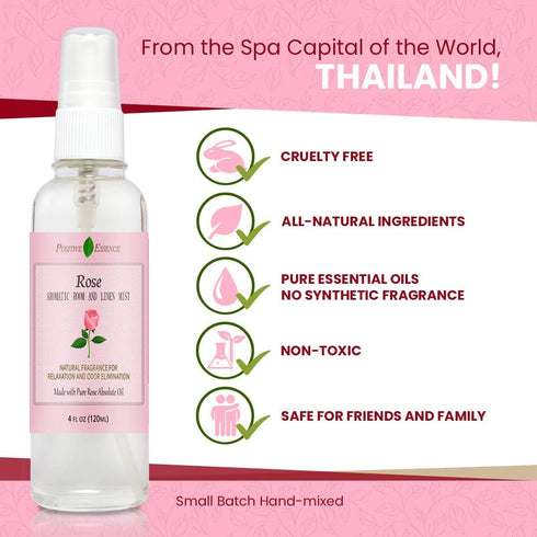 Rose Linen and Room Spray, Natural Pillow Spray Made with Pure Rose Essential Oils, Relaxing Home Fragrance...