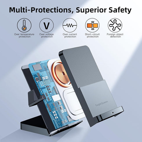 Wireless Charger, 15W Fast Wireless Charging Stand, Wireless Charging Station for iPhone 15/14/13/12/11/XR/XS/8, Samsung Galaxy S23/S22/S21/S20, N...