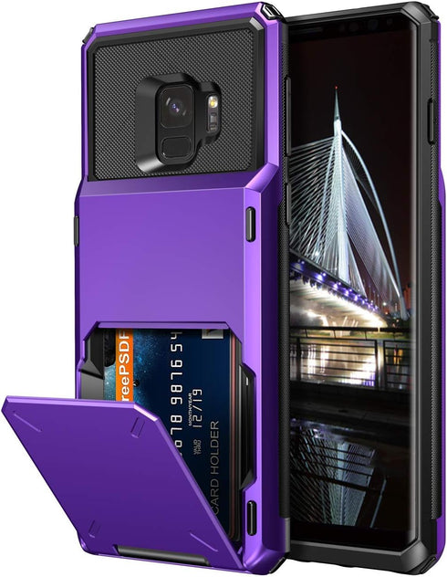 Vofolen Case for Galaxy S9 Case Wallet ID Slot Credit Card Holder Pocket Scratch Resistant Dual Layer Protective Bumper Rugged TPU Rubber Armor Ha...
