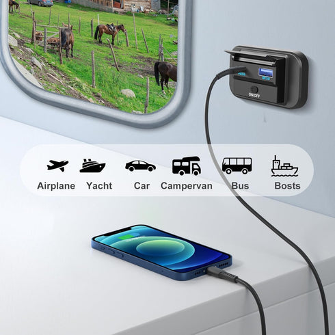 12V USB Outlet Surface Mount Lightweight PD USB C 30W and QC 3.0 18W USB Ports for Car, 12 Volt USB Cigarette Lighter Replacement Charger Socket P...