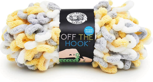 Lion Brand Yarn Off the Hook Yarn, Bulky No-Needle Craft Yarn for Crocheting, Hand-Knitting Yarn, 1-Pack, Lemon Drop...