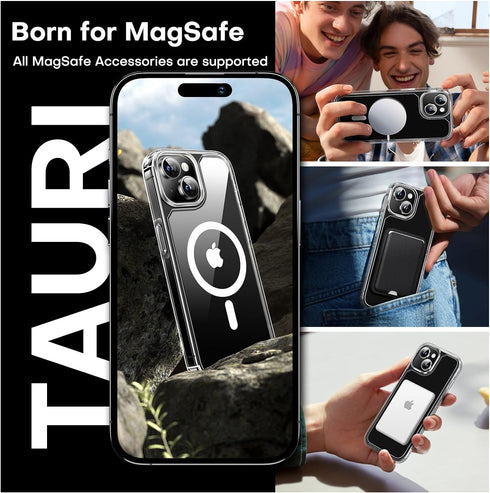 TAURI for iPhone 15 Case, Compatible with Magsafe, Military-Grade Protection, Yellowing Resistant, Slim Shockproof Magnetic Phone Lanyard Case for...