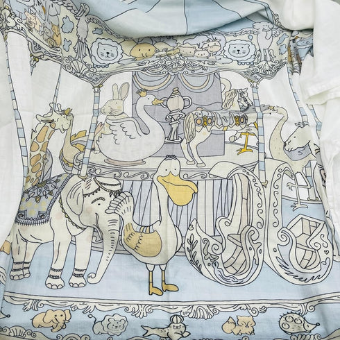 HGHG New Carousel Swaddles Soft Baby Muslin Swaddle Blanket (carousel blue)...
