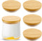Sawysine Yogurt Jar Lids Set Reusable Bamboo Wooden Round Canning Lids with Silicone Sealing Rings Compatible with Oui Yogurt Jars Not Included(4 ...