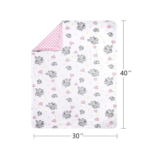 DaysU Silky Micro Soft Plush Baby Blankets for Girls with Print Animal Pattern and Soothing Raised Dots, Double Layer Bed Throws for Baby Crib, El...