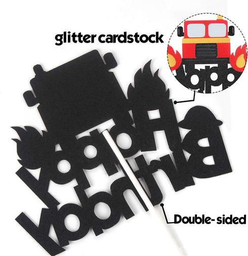 Fire Truck Happy Birthday Cake Topper Perfect for Baby Shower Firefighter Fireman Birthday Party Decorations...