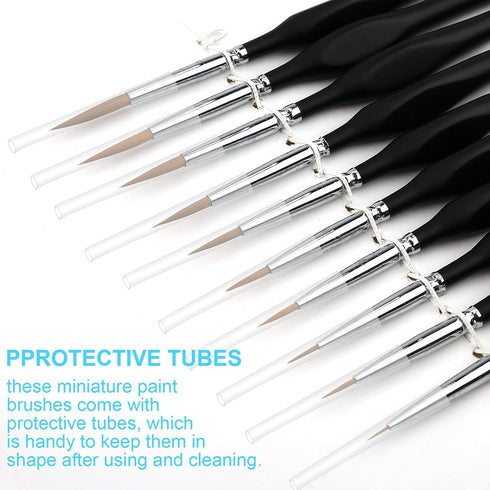 10 PCS Miniature Paint Brushes Kit, Fine Detail Painting Brush Micro Professional Tiny Paints Brush Set for Watercolor, Oil, Face, Acrylic, Nail, ...