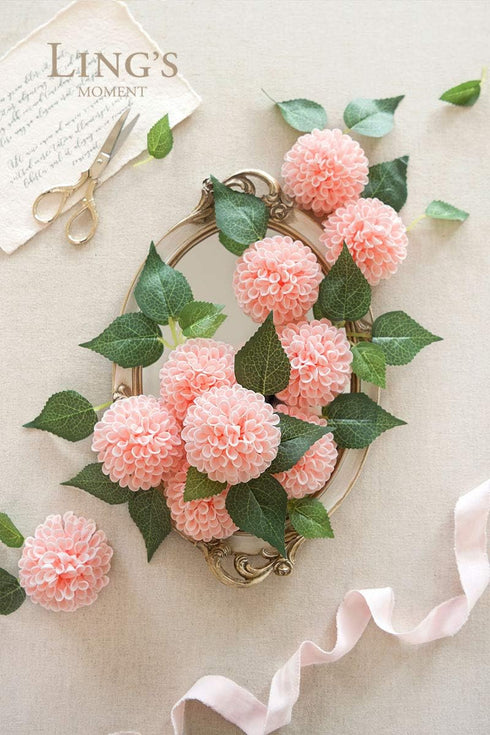Ling's Moment Blush Dahlia Foam Artificial Flowers Real Touch Faux Fake Flower for Home Decor Graduation Baby Shower Decorations Outdoors Party Fa...