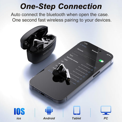 Wireless Earbuds,Bluetooth 5.3 Earbuds IPX5 Waterproof,Earphones with Wireless Charging Case,Light-Weight Headphones Built-in Microphone Call Nois...