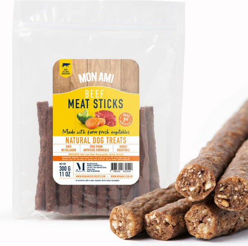 Mon Ami Beef Meat Sticks for Dogs with Farm Fresh Vegetables (11 Oz) – Human Grade Dog Treats with Superfoods - Training Treats for Dogs - Healthy...