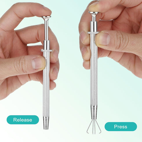 3Pcs Piercing Ball Grabber Tool Set, 4 Prongs Holder Diamond Claw Grabber Pick Up Tool, Precision Stainless Steel Jewelry Tweezers For Tiny Object...