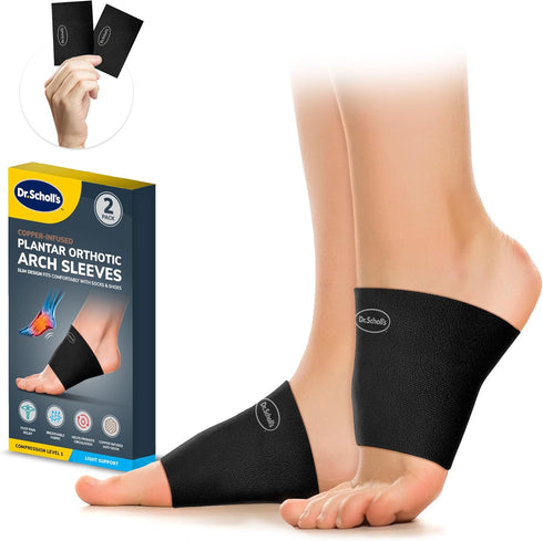 Dr. Scholl's Compression Arch Support Sleeves with Breathable & Copper-Infused Fabric for Foot Pain Relief & Support (2-Pack)...