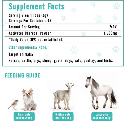 Activated Charcoal for Dogs, Cats, and All Pets, Charcoal for Dogs Poisoning, Digestive Health, Gas & Liver Support, Non-GMO, Gluten Free,3.53oz(P...